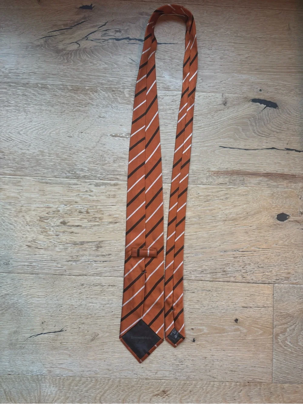 🔥ZEGNA Ermenegildo Zegna Silk Italy Classic ORANGE striped tie Price Firm!
